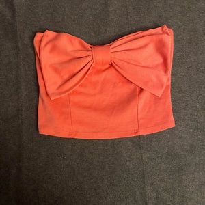 Coral bow Crop top